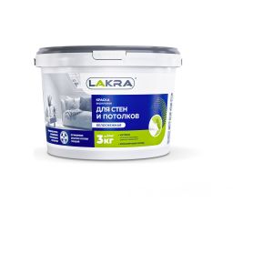 Краска акриловая для стен и потолков Лакра белоснежная 3 кг