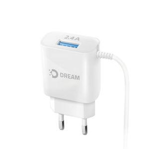 Зарядное устройство Dream SM05 1USB 2.4 с кабелем Lightning белое