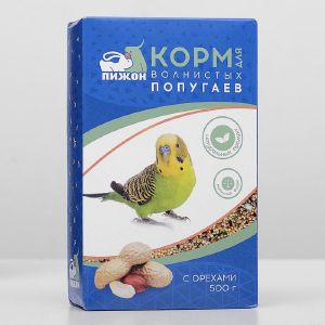 Корм «Пижон» для волнистых попугаев, с орехами, 500 г