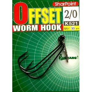 Крючок офсетный KUMYANG Worm Hook №1/0, 10 шт. K521
