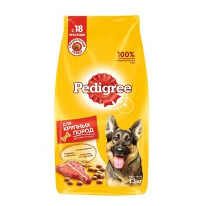 Сухой корм Pedigree для взрослых собак крупных пород с говядиной, 13 кг