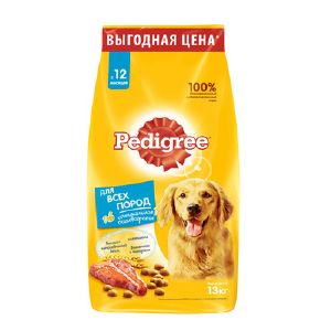 Сухой корм Pedigree для взрослых собак всех пород с говядиной, 13 кг