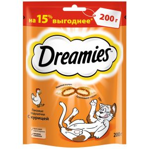 Лакомые подушечки для кошек Dreamies с курицей 200 г
