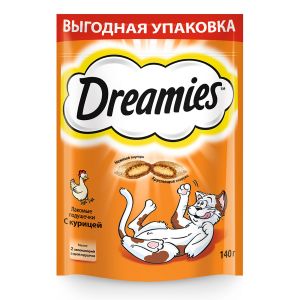 Лакомые подушечки для кошек Dreamies с курицей 140 г