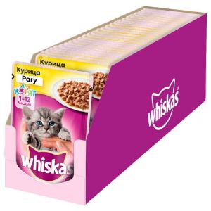 Влажный корм Whiskas для котят паштет с курицей, пауч, 75 г