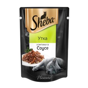 Влажный корм для кошек SHEBA утка ломтики в соусе, пауч, 75 г