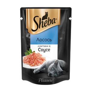 Влажный корм для кошек SHEBA лосось ломтики в соусе, пауч, 75 г