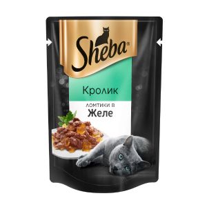 Влажный корм для кошек SHEBA кролик ломтики в желе, пауч, 75 г