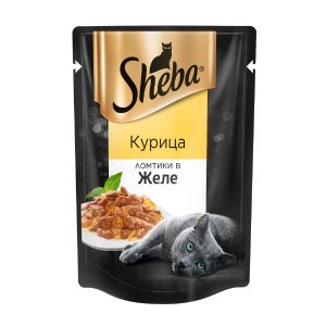 Влажный корм для кошек SHEBA курица ломтики в желе, пауч, 75 г
