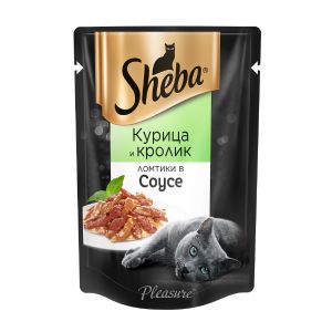 Влажный корм для кошек SHEBA курица и кролик ломтики в соусе, пауч, 75 г