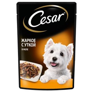 Влажный корм для собак Cesar жаркое с уткой в желе, пауч, 85 г