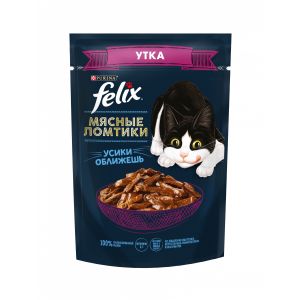 Влажный корм для кошек FELIX Мясные ломтики с уткой, пауч, 75 г