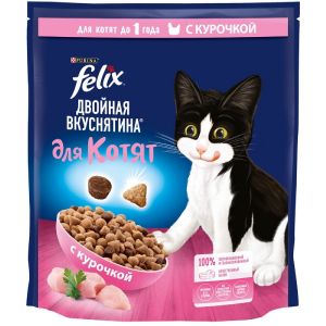 Сухой корм для котят FELIX Двойная вкуснятина с курицей 600 г