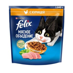 Сухой корм для кошек FELIX Мясное объедение с курицей 1,3 кг