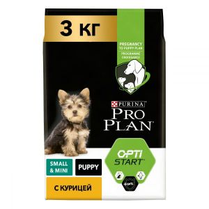 Сухой корм для щенков мелких пород PRO PLAN Puppy Small&Mini Optistart курица с рисом 3 кг