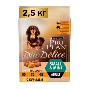 Сухой корм для собак мелких пород PRO PLAN DUO DELICE Adult Small&Mini курица с рисом 2,5 кг