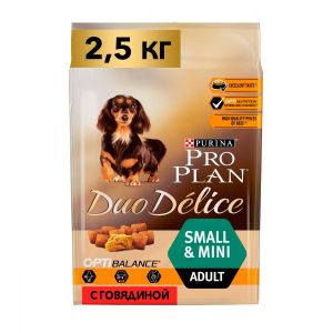 Сухой корм для собак мелких пород PRO PLAN Duo Delice Adult Small&Mini говядина 2,5 кг