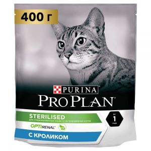 Сухой корм для стерилизованных кошек PRO PLAN Sterilised с комплексом OPTIRENAL кролик 400 г