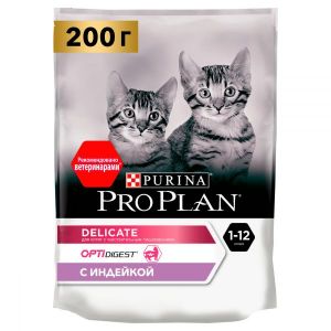 Сухой корм для котят PRO PLAN Delicate Junior с чувствительным пищеварением, индейка 200 г