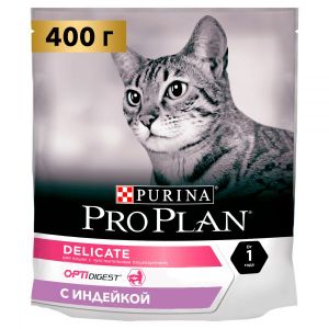 Сухой корм для кошек с чувств.пищеварением PRO PLAN Delicate с комплексом OPTIDIGEST индейка 400 г