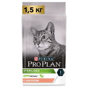 Сухой корм для стерилизованных кошек PRO PLAN Sterilised с комплексом OPTIRENAL лосось 1,5 кг