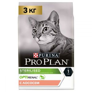Сухой корм для стерилизованных кошек PRO PLAN Sterilised с комплексом OPTIRENAL лосось 3 кг