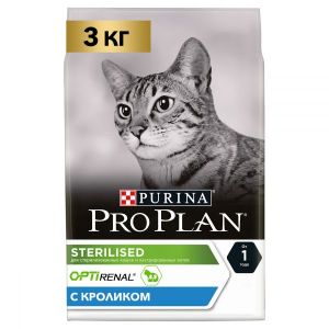 Сухой корм для стерилизованных кошек PRO PLAN Sterilised с комплексом OPTIRENAL кролик 3 кг