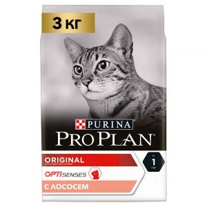 Сухой корм для кошек PRO PLAN Adult с комплексом OPTISENSES лосось 3 кг