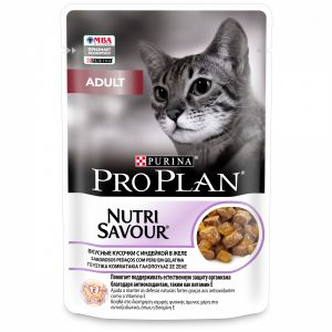 Влажный корм для кошек PRO PLAN NutriSavour Adult индейка в желе, пауч, 85 г