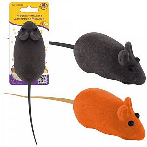 Игрушка-пищалка для кошек «Мышка», размер 13х2х3 см, 2 цв. VL40-100