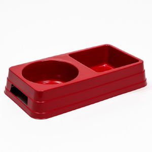 Миска для животных двойная Lucky Pet 0,8 л (0,45 л + 0,36 л) бордовая