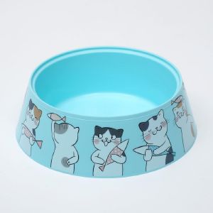 Миска «Мур-мяу» для кошек 0,3 л, 14,5 x 14,5 x 4 см, голубая