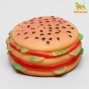 Игрушка пищащая «Гамбургер с салатом» для собак, 9,5 см, микс цветов