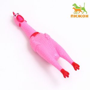 Игрушка пищащая «Задумчивая курица» для собак, 28 см, розовая