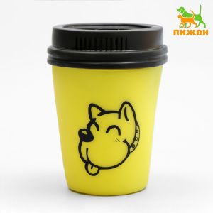 Игрушка пищащая «Кофе» для собак, 10 х 7 см, жёлтая