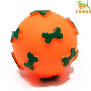 Игрушка пищащая «Мяч Косточки» для собак, 5,5 см, оранжевая
