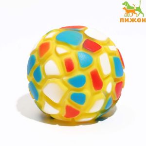Игрушка пищащая «Мяч-пятнашка» для собак, 7 см, жёлтая