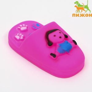 Игрушка пищащая «Тапок» для собак, 10 см, розовая