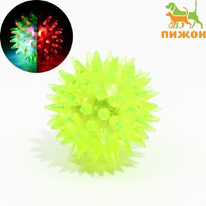 Мяч светящийся мини для кошек,TPR, 3,5 см, желтый / оранжевый