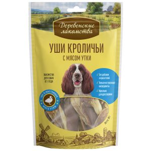 Деревенские лакомства для взрослых собак Уши кроличьи с мясом утки, 90г