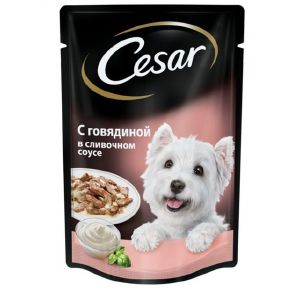 Влажный корм для собак Cesar говядина в сливочном соусе, пауч, 85 г