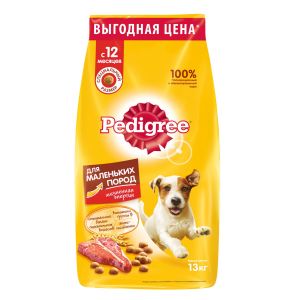 Сухой корм Pedigree для взрослых собак маленьких пород с говядиной, 13 кг