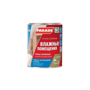 Краска латексная PARADE W100 Влажные помещения база А 0,9 л Россия