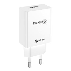 Зарядное устройство FUMIKO CH03 QC3.0 1USB 3А белое