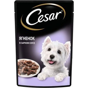 Влажный корм для собак Cesar ягненок в сырном соусе, пауч, 85 г