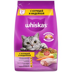 Сухой корм Whiskas Вкусные подушечки для кошек с курицей и индейкой, 1,9 кг