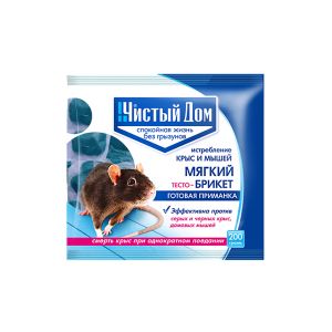 Средство от крыс и мышей Чистый дом Мягкий тесто-брикет 200 гр 03-054