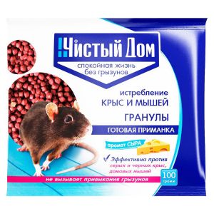 Средство от крыс и мышей Чистый дом гранулы с запахом сыра 125 г 03-351