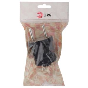 Вилка 10А б/з ЭРА прямая 250В Черная Vx1-B