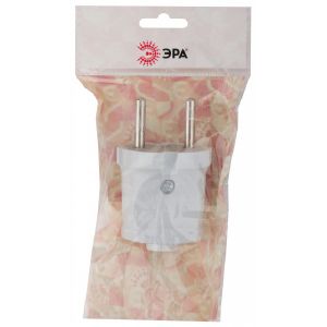 Вилка 10А б/з ЭРА прямая 250В Белая